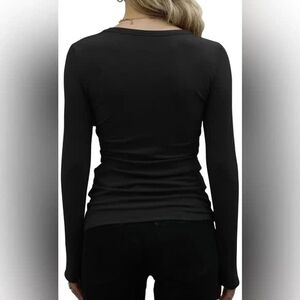 bebe Red and Blue Long Sleeve Fitted T-Shirt